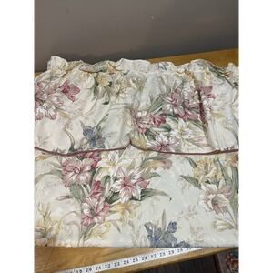 Vtg Bacova Iris Floral Fabric Shower Curtain Cottagecore 70x72" Valance Ruffl